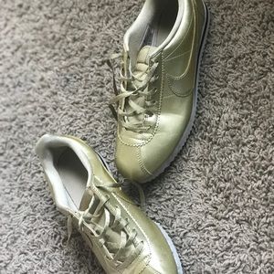 Nike Gold Cortez Leather Sneakers